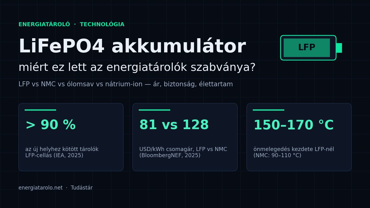 LiFePO4 akkumulátor: miért ez lett az energiatárolók szabványa? LFP vs NMC vs ólomsav